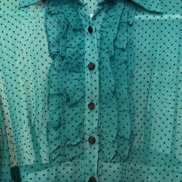 Women’s dress Teal with black polka dots - Picture 2 of 6